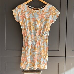 Roxy Floral Midi Dress in Orange and Blue